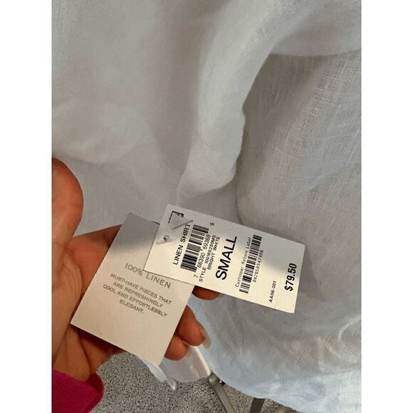 CHARTER CLUB 100% Linen V-Neck Top White S - Picture 4 of 5